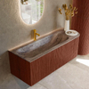 MONDIAZ KURVE-DLUX Meuble de salle de bains 125cm arrondi à droite couleur Ruby avec 1 tiroir et 1 porte. Vasque BIG MEDIUM gauche 1 trou de robinet Oza. SW1432808