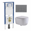 QeramiQ Dely Swirl Toiletset - 36.3x51.7cm - Geberit UP720 Duofix Sigma inbouwreservoir - slimzitting - bedieningsplaat licht grijs - rechthoekige knoppen - glans wit SW1413180
