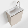 MONDIAZ TURE Kit lave-mains - 40x23x50cm - 1 trou de robinet - 1 porte - lin mat - Lavabo à gauche - Solid Surface Blanc SW475061
