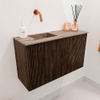 Mondiaz JOYA-DLUX 70cm meuble de toilette - couleur Walnut - Vasque FAYE position Gauche Sans trou de robinet couleur Arena. SW1424322