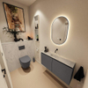 MONDIAZ TURE-DLUX Meuble toilette - 100cm - Dark Grey - EDEN - vasque Opalo - position centrale - sans trou de robinet SW1104270