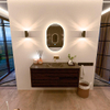 Mondiaz CIRO-DLUX Badkamermeubelset - 120x45x50cm - Solid surface wastafel Lava - 1 wasbak Midden - zonder kraangaten - 2 lades - Walnut SW1530146