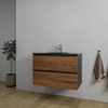 Adema Industrial 2.0 Ensemble de meuble 100x45x55cm vasque en céramique noir 1 trou de robinet avec trop-plein bois/noir SW809485