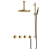 Hotbath Cobber X IBSX70 Regendoucheset inbouw - hoofddouche 30cm - plafondarm 15cm - glijstang - handdouche staaf 1 stand - geborsteld messing - PVD SW677714