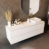 MONDIAZ TOP 46 Talc Solid surface plateau / topplaat 150cm Dikte blad 0.9cm Blad geschikt voor afdekplaat | waskom SW667074