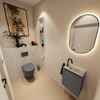 MONDIAZ TURE-DLUX Meuble toilette - 40cm - Dark Grey - EDEN - vasque Opalo - position droite - 1 trou de robinet SW1104242
