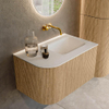 MONDIAZ KURVE 75cm Meuble salle de bain avec module 25 G - couleur Oak - 1 tiroir - 1 porte - vasque GRUNNE droite - sans trous de robinet - Talc SW1138177