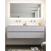MONDIAZ VICA Ensemble de meuble salle de bain - 150cm - 4 tiroirs - lavabo Moon double - 0 trou de robinet - solid surface cale SW410561