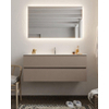 MONDIAZ VICA Ensemble de meuble salle de bain - 120cm - 2 tiroirs - lavabo Moon central - 1 trou de robinet - solid surface smoke SW411375