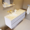 Mondiaz VICA-DLUX Ensemble de meuble de salle de bain - 130cm - meuble sous-vasque cale - 2 tiroirs - lavabo encastré cloud gauche - sans trous de robinet - version haute de 60cm - ostra SW1087522