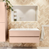 MONDIAZ VICA Ensemble meuble de salle de bains - 120cm - meuble bas rosee - 2 tiroirs - lavabo double cloud - 2 trous de robinet - version haute 60cm - talc SW1083330