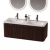 Royal Plaza Terra Edge Ensemble meuble de salle de bains - 120x44.7x46cm - vasque en solid surface blanc mat - 2 vasques - 2 trous de robinet - 2 tiroirs - châtaignier (noyer) SW1471917