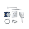 Grohe Grohtherm Ensemble de douche pluie - encastrable - pommeau carré - douchette carrée - bras mural courbé - chrome SW1235167