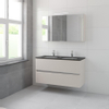 Bruynzeel Miko badmeubelset 66.5x121x51cm 2 kraangaten 2 wasbakken 2 lades met spiegelkast met softclose kasjmier grijs SW384605 Bruynzeel Miko badmeubelset 66.5x121x51cm 2 kraangaten 2 wasbakken 2 lades met spiegelkast met softclose kasjmier grijs SW384605