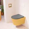 Mondiaz LAVIE hangtoilet – spoelrandloos – 36 x 53 cm – met softclose zitting – Ocher (geel), zitting Dark grey (grijs) SW1208604