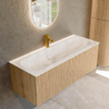 MONDIAZ KURVE-DLUX 120cm Meuble salle de bain - couleur Oak - 1 tiroir - vasque BIG LARGE centre - 1 trou de robinet - couleur Frappe SW1137386