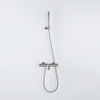 FortiFura Calvi Robinet de baignoire thermostatique avec douchette stick, support et flexible en métal Inox brossé PVD SW811968