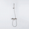 Fortifura Calvi Thermostatische badkraan - met staafhanddouche handdouchehouder en - metalen doucheslang - PVD - geborsteld RVS SW811968