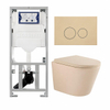 QeramiQ Dely Toiletset - 36.3x51.7cm - diepspoel - rimless - Geberit UP320 inbouwreservoir - softclose toilet zitting - 35mm - bedieningsplaat beige - ronde knoppen - mat beige SW1236502