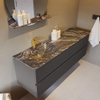 Mondiaz VICA-DLUX ensemble de meuble de salle de bain - 150cm - meuble sous-vasque gris foncé - 2 tiroirs - lavabo encastré cloud gauche - 1 trou de robinet - version haute de 60cm - lave SW1086078