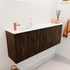 Mondiaz JOYA 111.6cm meuble de toilette - arrondi droit couleur Walnut - Vasque FAYE position Gauche 1 trou de robinet couleur Talc. SW1421292