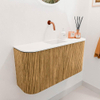 Mondiaz JOYA 83.2cm toiletmeubel - ronding links en rechts kleur Oak - Wastafel FAYE positie Midden Zonder kraangat kleur Talc. SW1421159