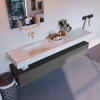 Mondiaz ALAN-DLUX Ensemble de meuble - 200cm - meuble Dark grey mat - 2 tiroirs - Lavabo Cloud Opalo suspendu - vasque Gauche - 0 trous de robinet SW806430