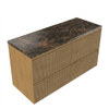 Saniclass Holz Atelier Badkamermeubelset - 120x45x63cm - Noche natuurstenen topblad dark emperador - zonder kraangat - 4 lades - mat eiken natural (hout) SW1478300