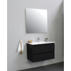 Basic Bella Meuble salle de bains avec lavabo céramique Blanc 80x55x46cm 1 trou de robinet Noir mat SW491727