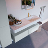 Mondiaz ALAN-DLUX Ensemble de meuble - 130cm - meuble Clay mat - 2 tiroirs - Lavabo Cloud Opalo suspendu - vasque Droite - 1 trou de robinet SW806904