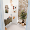 Mondiaz JOYA-DLUX 93.2cm toiletmeubel - ronding links en rechts kleur Dusk - Wastafel FAYE positie Midden 1 kraangat kleur Sombra. SW1426188