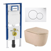 QeramiQ Dely Swirl Toiletset - 36.5x53cm - Geberit UP720 Duofix Sigma inbouwreservoir - 35mm zitting - witte sigma bedieningsplaat - ronde knoppen - mat beige SW1413977