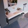Mondiaz ALAN-DLUX Ensemble de meuble - 130cm - meuble - Plata mat - 1 tiroir - Lavabo Cloud Ostra suspendu - vasque Centre - 0 trous de robinet - Beige SW807746