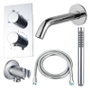 FugaFlow Eccelente Ensemble robinet de baignoire Acces - bec - 22cm raccourcissable - flexible métallique - douchette à main - corps encastré - support mural - chrome SW1469080