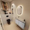 MONDIAZ TURE-DLUX Meuble toilette - 80cm - Plata - EDEN - vasque Opalo - position gauche - sans trou de robinet SW1105186
