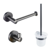 Fortifura Calvi Toiletset - toiletborstelhouder - open - handdoekhaak - toiletrolhouder - zonder klep - geborsteld gunmetal (antraciet) SW809446