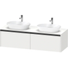 Duravit Ketho.2 Wastafelonderbouwkast - inclusief consoleplaat - met 2 laden - voor dubbele waskommen - 160x55x45.9cm - met handgrepen antraciet - wit mat SW772876