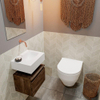 MONDIAZ ANDOR Toiletmeubel 40x30x30cm met 0 kraangaten 1 lades dark brown mat Wastafel Lex rechts Solid Surface Wit SW474310