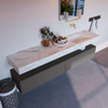 Mondiaz ALAN-DLUX Ensemble de meuble - 200cm - meuble Dark grey mat - 2 tiroirs - Lavabo Cloud Frappe suspendu - vasque Droite - 0 trous de robinet SW805147