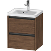Duravit Ketho.2 Wastafelonderbouwkast - met 2 laden - 48.4x37.5x54.9cm - met grepen antraciet - donker noten mat SW772229