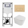 QeramiQ Dely Toiletset - 36.3x51.7cm - diepspoel - rimless - Geberit UP320 inbouwreservoir - softclose toilet zitting - 35mm - bedieningsplaat beige - rechthoekige knoppen - mat wit SW1235370