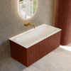 Mondiaz KURVE-DLUX Ensemble de meuble salle de bain - 100x46x40cm - 1 tiroir - lavabo en solid surface - milieu - sans trou de robinet - Ruby SW1415844