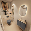 MONDIAZ TURE-DLUX Meuble toilette - 60cm - Dark Grey - EDEN - vasque Frappe - position gauche - sans trou de robinet SW1102736