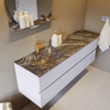 Mondiaz VICA-DLUX ensemble de meuble de salle de bain - 150cm - meuble sous-vasque cale - 4 tiroirs - lavabo encastré cloud gauche - 1 trou de robinet - version haute de 60cm - lave SW1086268