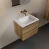 Mondiaz AIVY Ensemble de meuble - 60x45x50cm - 0 trous de robinet - 1 vasque Talc Solid surface - Centre - 2 tiroirs - avec miroir - Melamine Chai SW892413