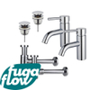 FugaFlow Eccelente Sobrado Kit robinet lavabo - pour double vasque - robinet bas - bonde clic clac - siphon design bas - Chrome brillant SW1124267