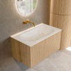 MONDIAZ KURVE-DLUX 80cm Meuble salle de bain - couleur Oak - 1 tiroir - vasque BIG SMALL centre - sans trou de robinet - couleur Ostra SW1137718