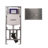 Geberit Inbouwreservoir UP320 met QeramiQ metal bedieningsplaat - dualflush - ronde knoppen - metaal gunmetal SW976077