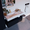Mondiaz ALAN-DLUX Ensemble de meuble - 100cm - meuble Urban mat - 1 tiroir - Lavabo Cloud Glace suspendu - vasque Gauche - 1 trou de robinet SW805071