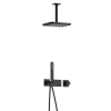 Hotbath Gmetal IBS41 Ensemble de douche complet encastré - thermostatique - 2 boutons poussoirs - bras plafond de 15 cm - douche principale carrée de 22 cm - douchette à main - Gun metal brossé PVD SW656411